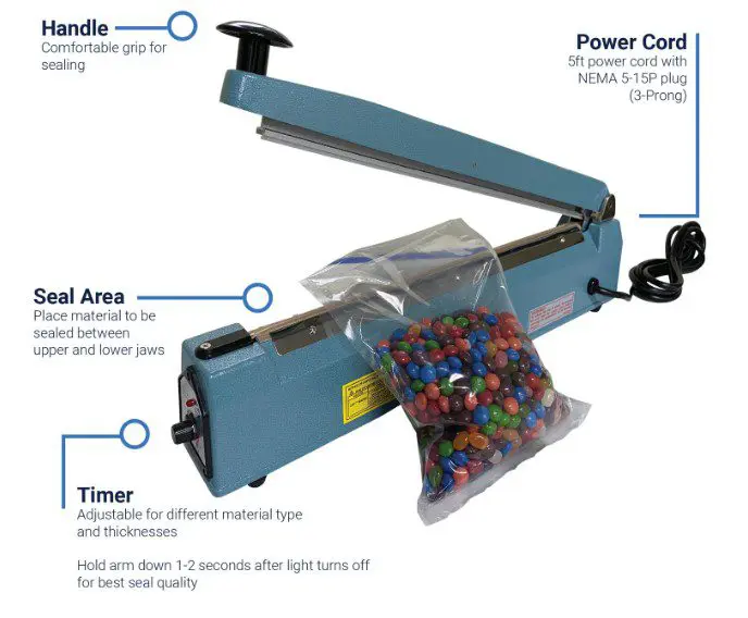 12" Portable Hand Operated Impulse Heat Sealer - Image 2