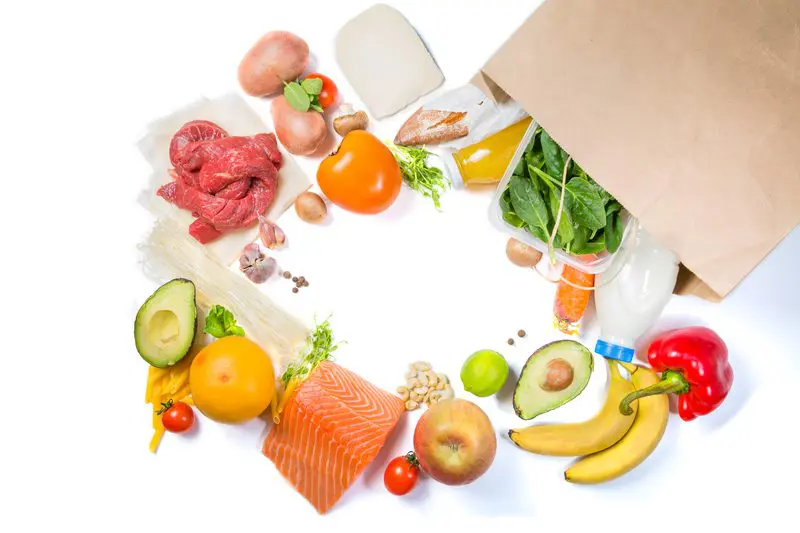 fresh foods in the shopping bag