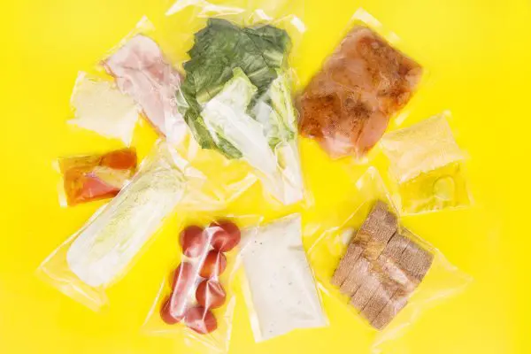 A variety of vacuum sealer bags for different types of food