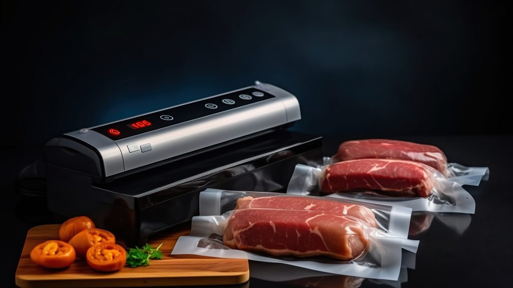 Vacuum sealer and vacuum sealed meat.