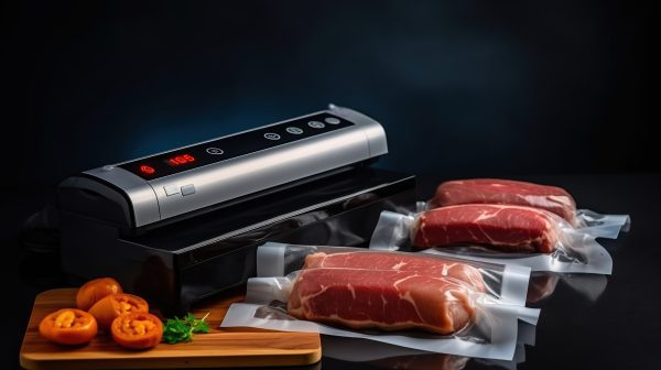 Vacuum sealer and vacuum sealed meat.